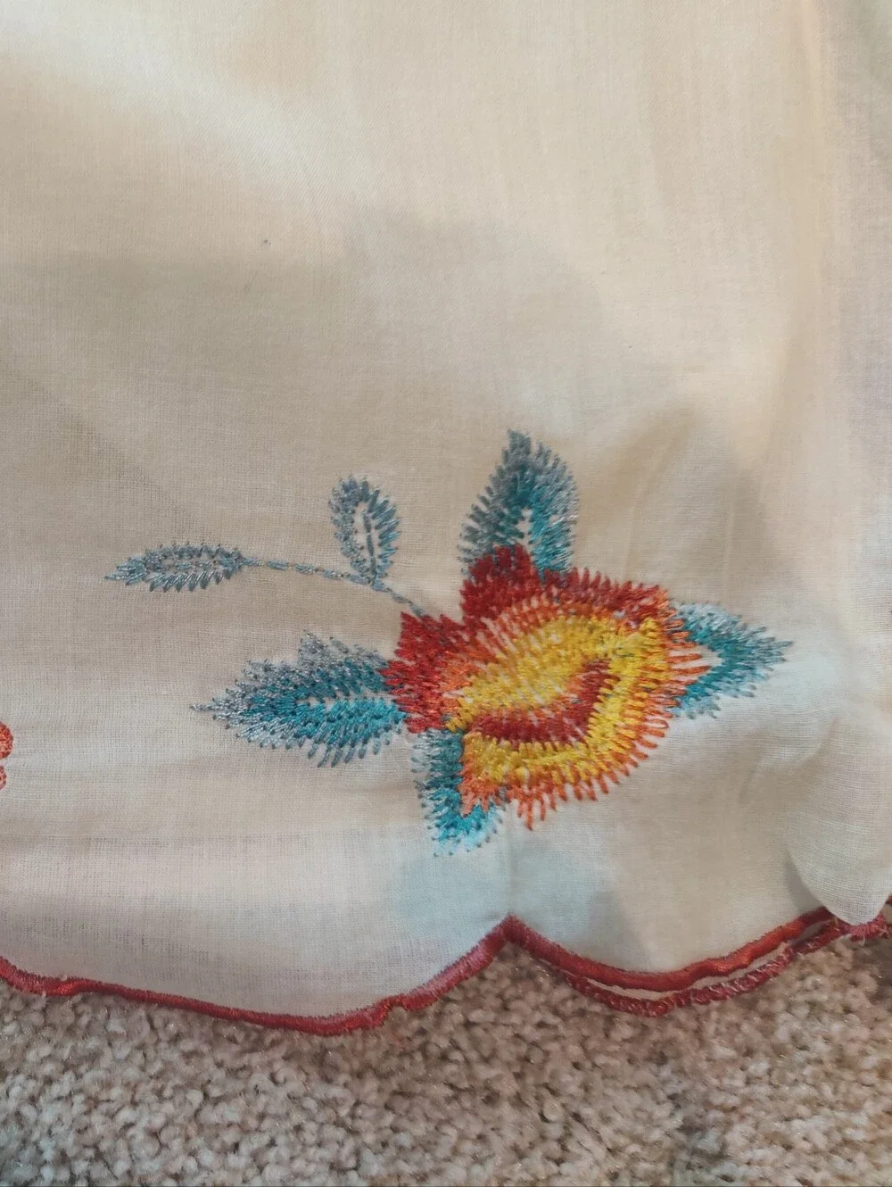 Adorable Cream and Teal Embroidered Sundress. So Cute! - Picture 5 of 8